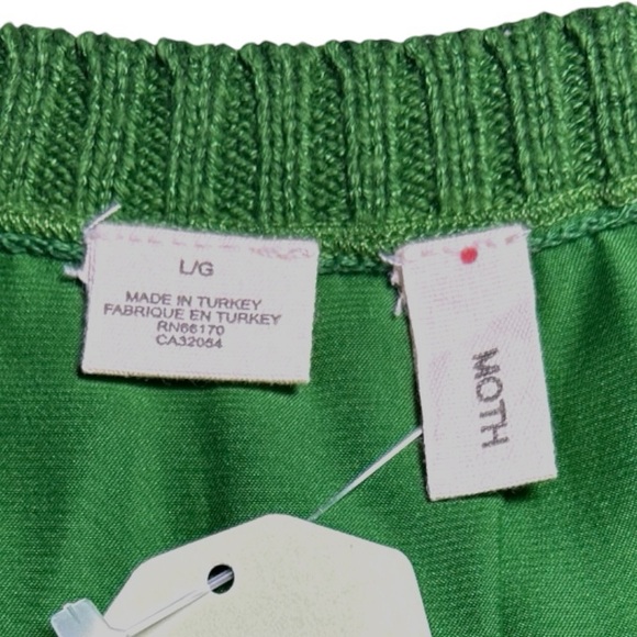 $129 Anthropologie Smooth Back Cardigan Large 10 12 Green White Striped Sweater - Picture 12 of 14